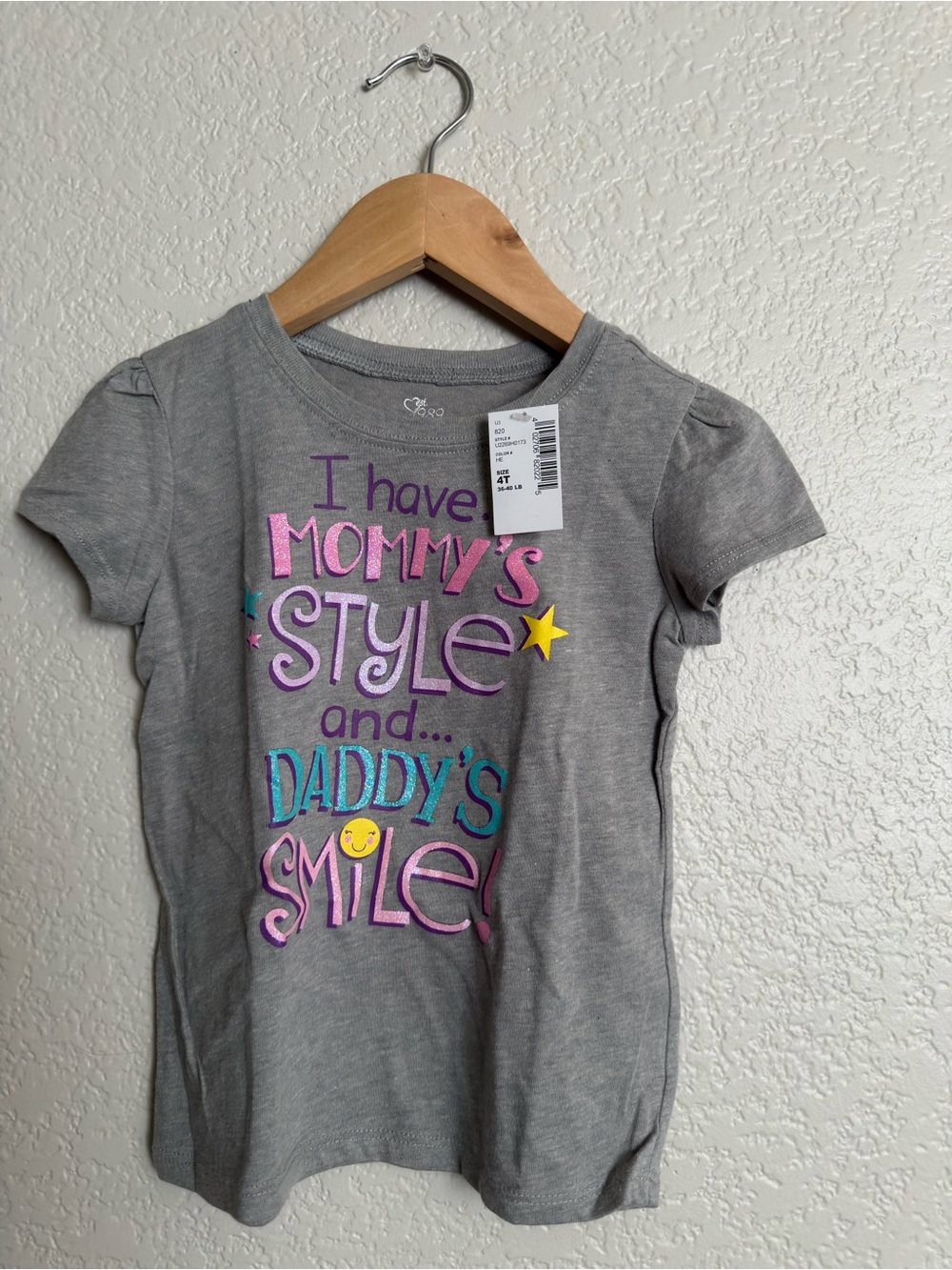The Children's Place Toddler Girls Grey Graphic Tee Shirt Size 4T NWT